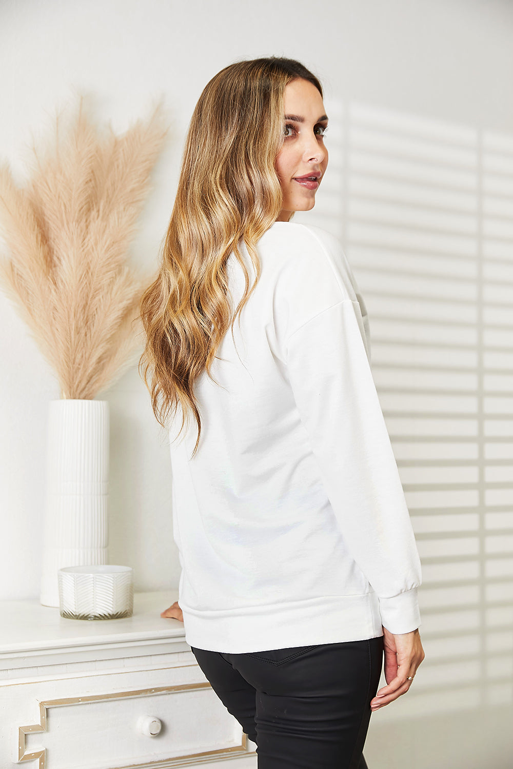 Simply Love Graphic Dropped Shoulder Round Neck Sweatshirt - GT Elegance