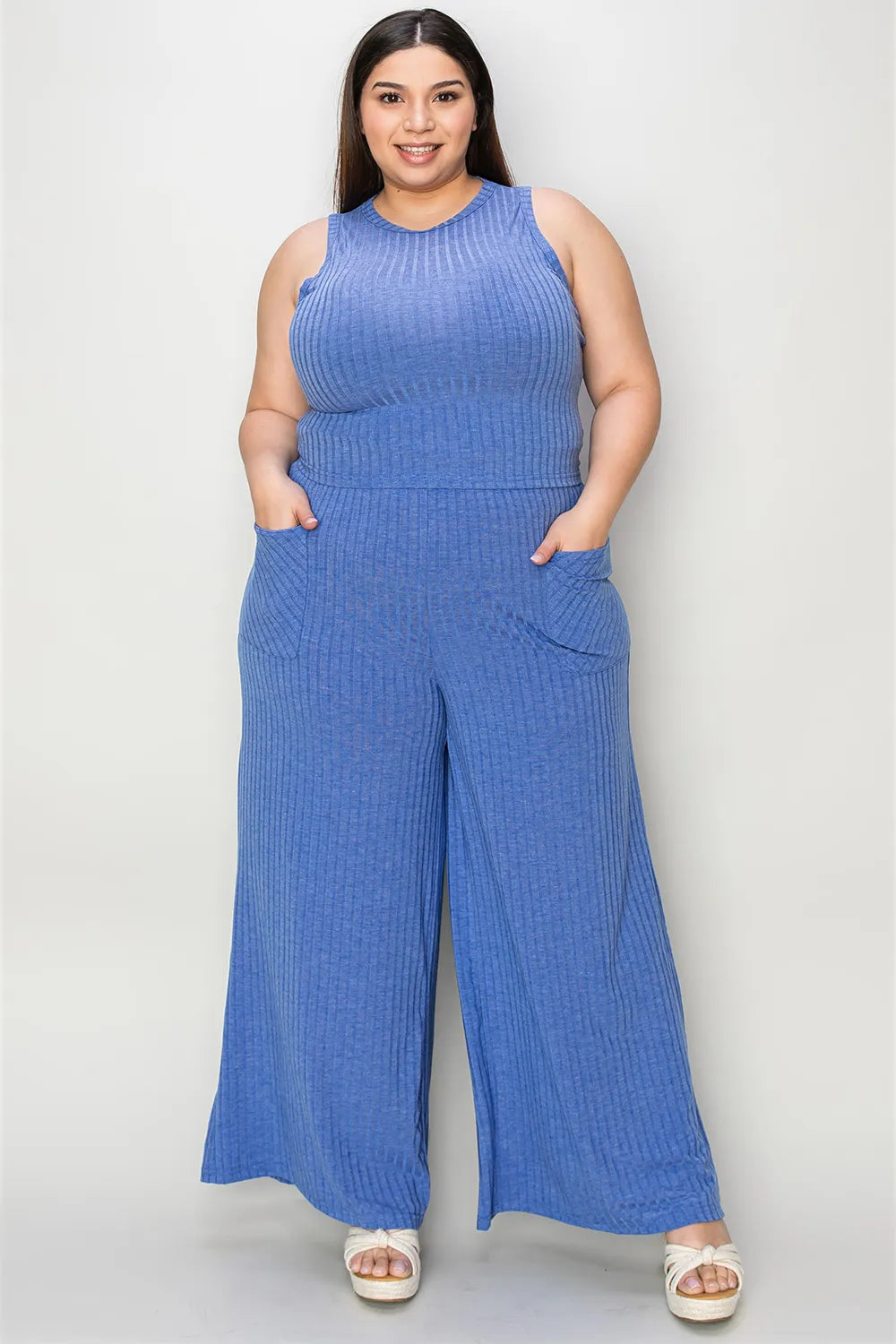 Ribbed Tank and Wide-Leg Pants Set - GT Elegance