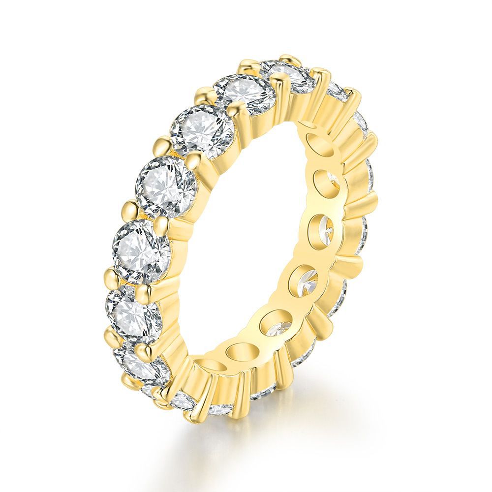 4mm Full Diamond Round Engagement Ring for Women