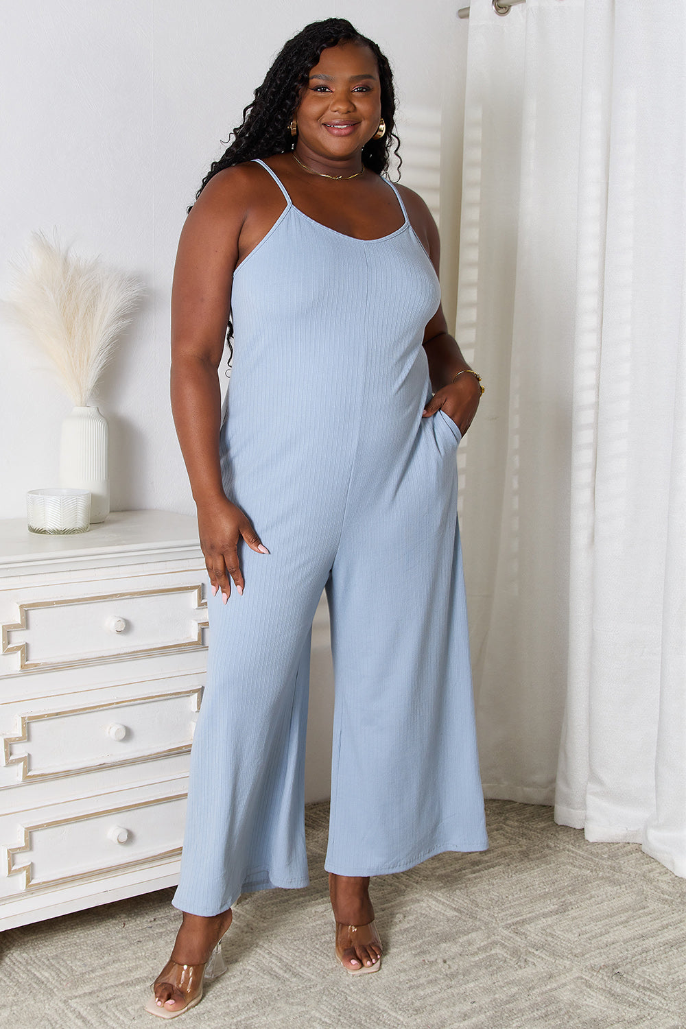 Basic Bae Full Size Spaghetti Strap V-Neck Jumpsuit - GT Elegance