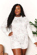 Double Take Floral Long Sleeve Top and Shorts Loungewear Set - GT Elegance