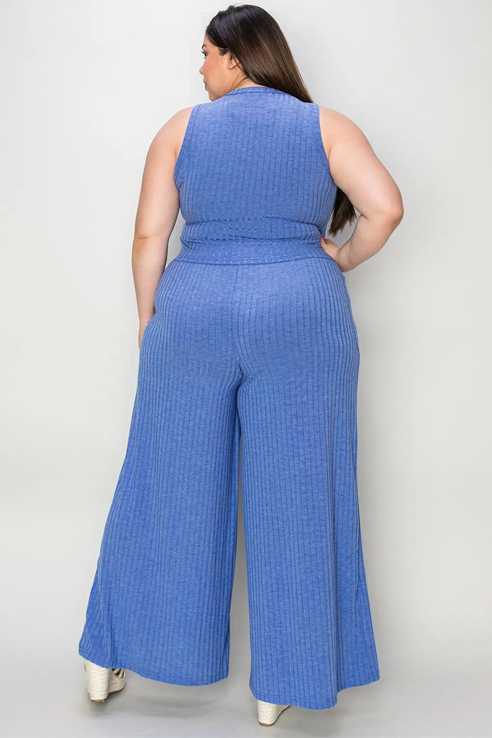 Ribbed Tank and Wide-Leg Pants Set - GT Elegance