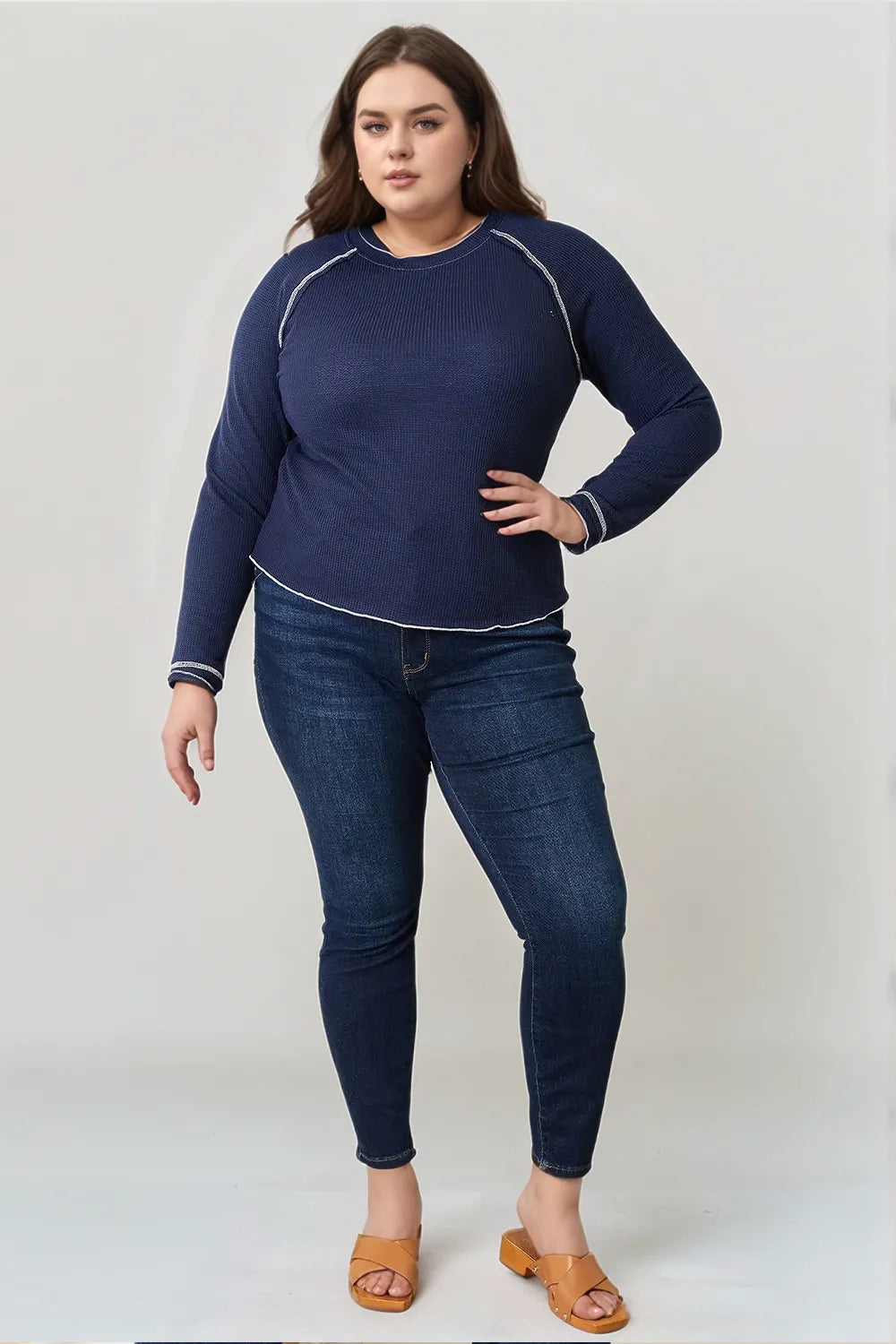 Basic Bae Long Raglan Sleeve Round Neck Top - GT Elegance