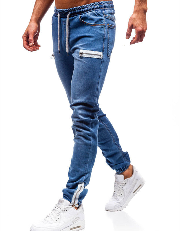 Men's Distressed Denim Jeans — Slim Straight Casual Trousers