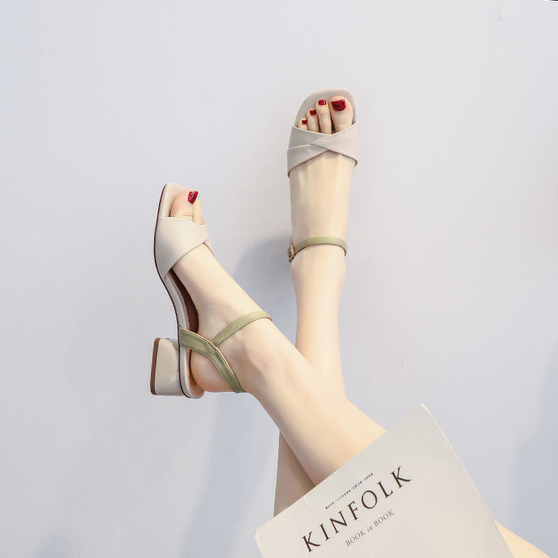 Little Heel Fairy Style Summer Mid-Heel Sandals