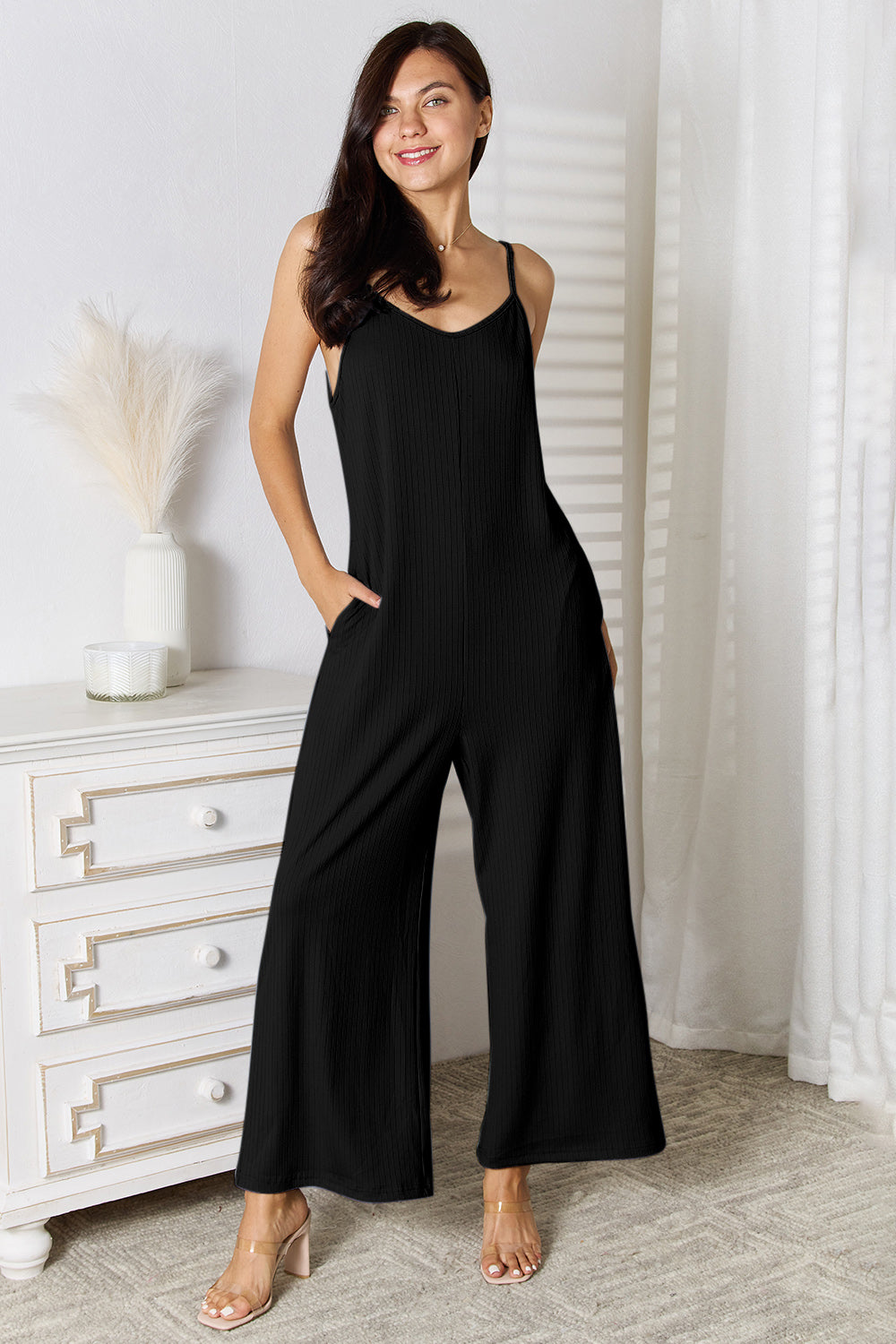 Basic Bae Full Size Spaghetti Strap V-Neck Jumpsuit - GT Elegance