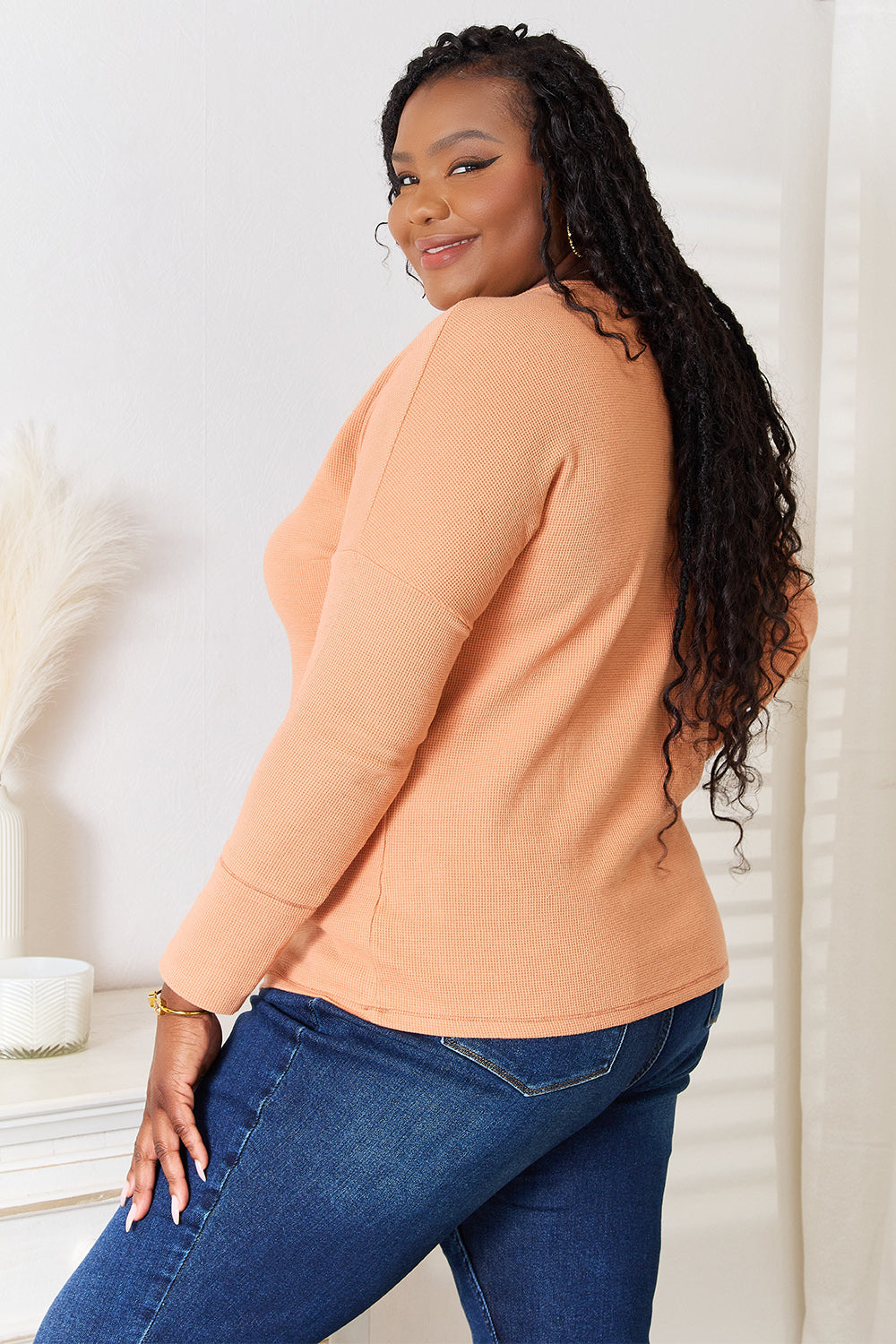 Basic Bae Half Button Long Sleeve Top - GT Elegance