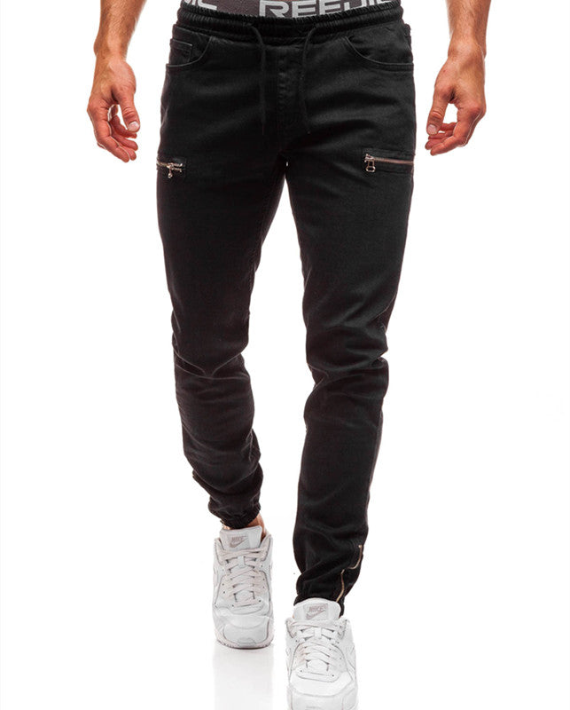 Men's Distressed Denim Jeans — Slim Straight Casual Trousers