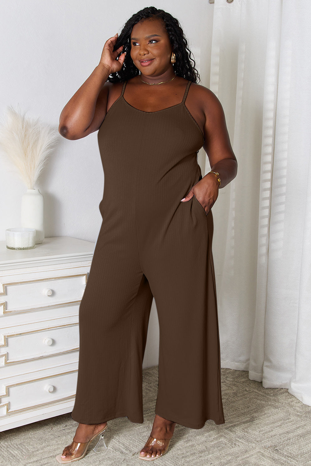 Basic Bae Full Size Spaghetti Strap V-Neck Jumpsuit - GT Elegance