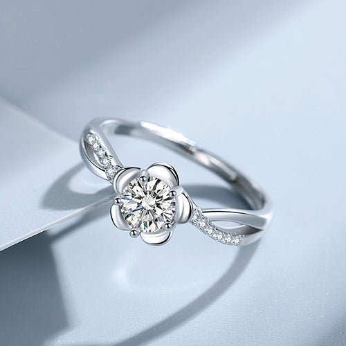S925 Sterling Silver Peach Blossom Diamond Ring