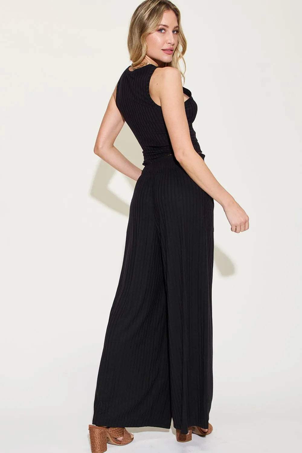 Ribbed Tank and Wide-Leg Pants Set - GT Elegance