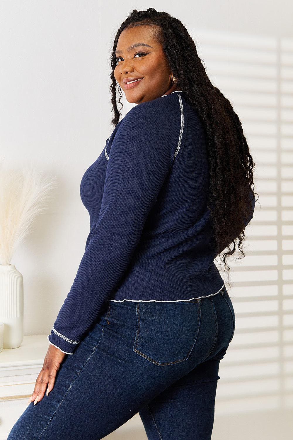 Basic Bae Long Raglan Sleeve Round Neck Top - GT Elegance