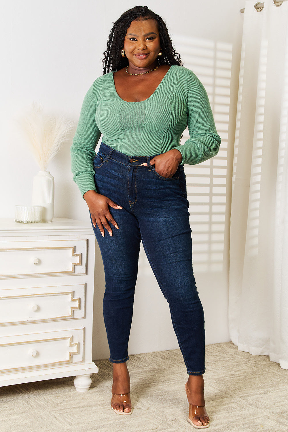 Basic Bae Scoop Neck Long Sleeve Top - GT Elegance