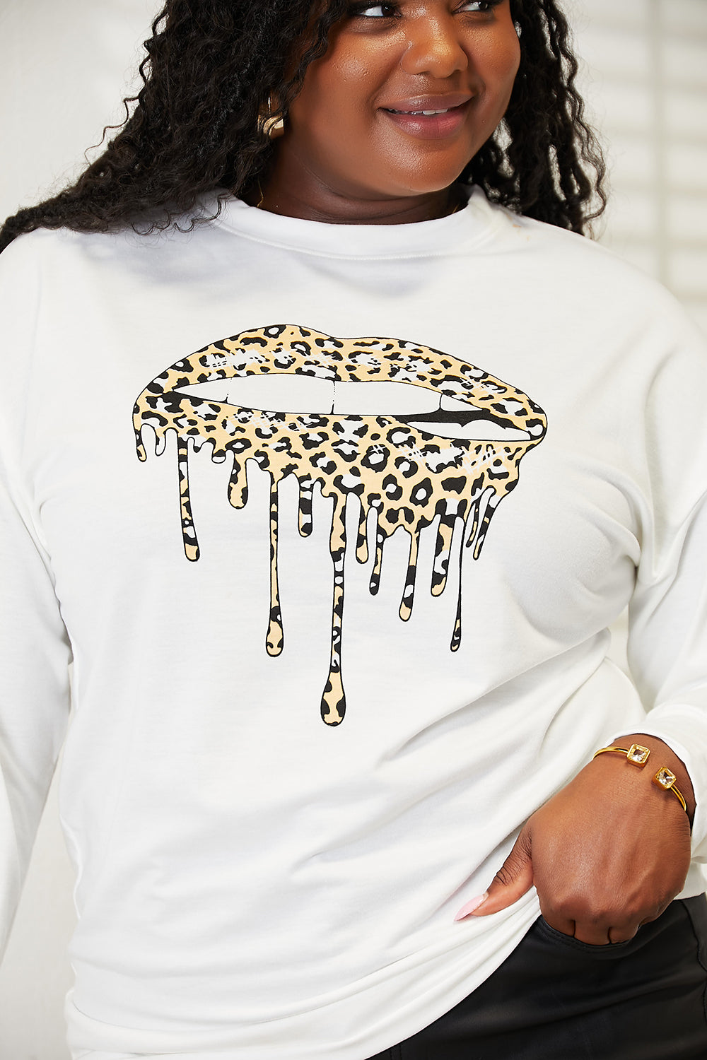 Simply Love Graphic Dropped Shoulder Round Neck Sweatshirt - GT Elegance