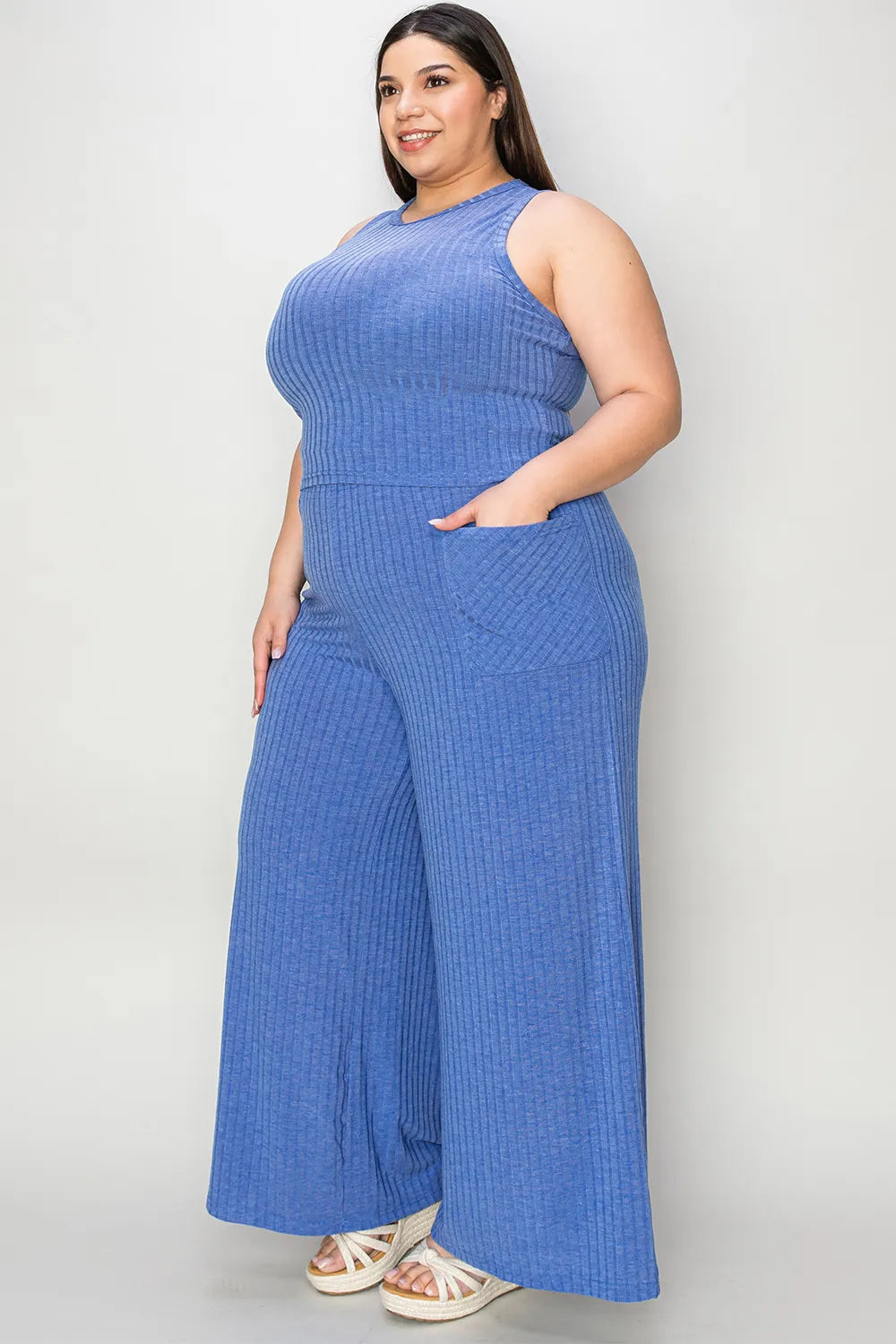 Ribbed Tank and Wide-Leg Pants Set - GT Elegance