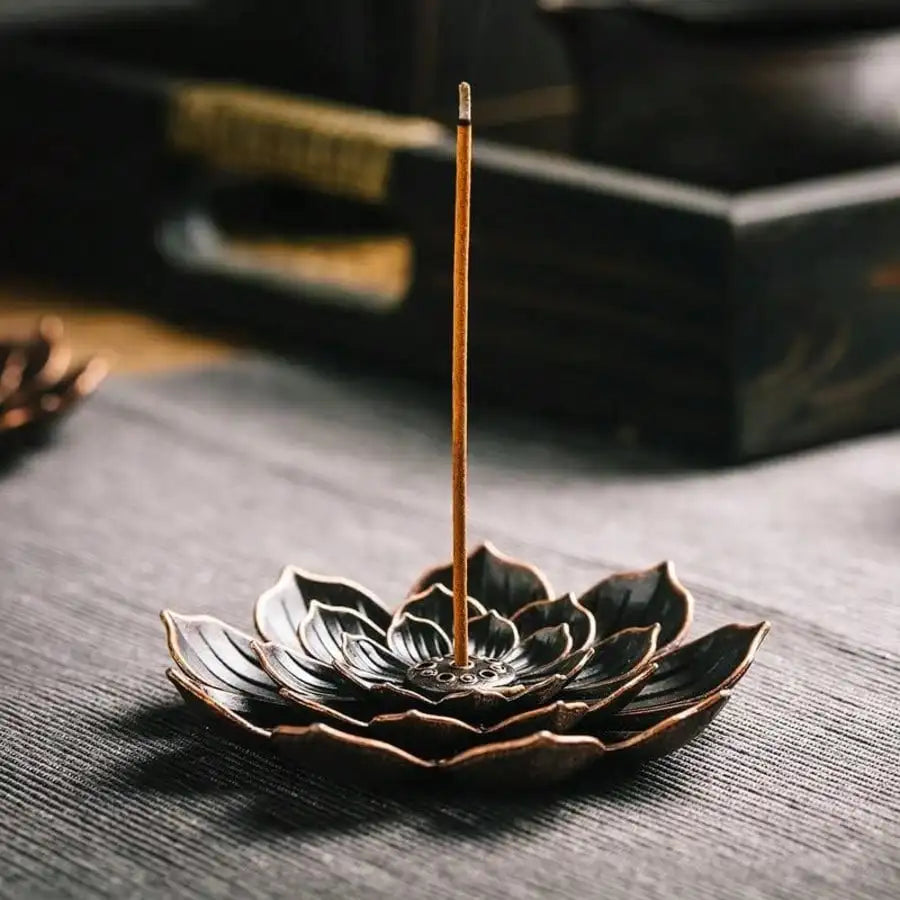 Incense Burner, Incense Holder For Sticks, Brass Lotus Incense Stick Holder And Detachable Ash Catcher