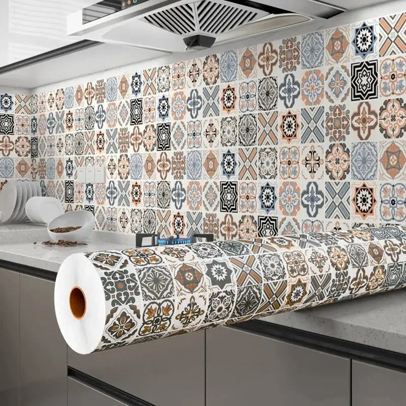 Marble Kitchen Oil-Proof Film Stove Waterproof Moisture-Proof Self-Adhesive Wallpaper Countertop Cabinet Renovation Tile Sticker