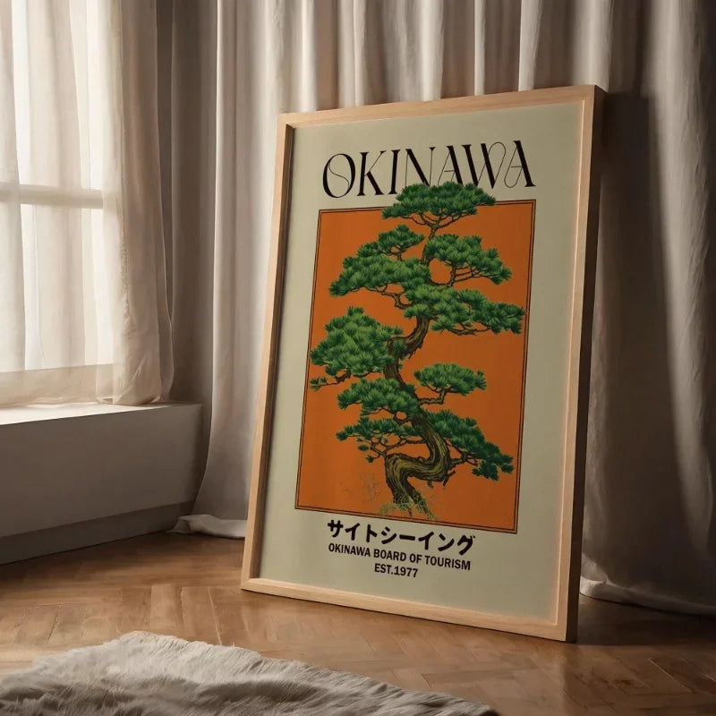 Japanese Retro Okinawa Travel Iconic Trees Canvas Print Poster Vintage Classic Art Print Living Room Home Decor Art Poster Gifts