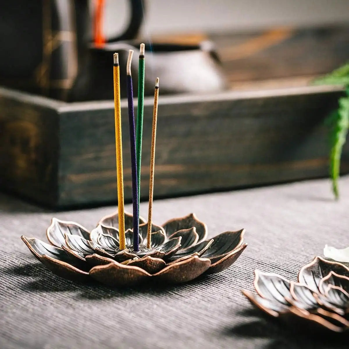 Incense Burner, Incense Holder For Sticks, Brass Lotus Incense Stick Holder And Detachable Ash Catcher