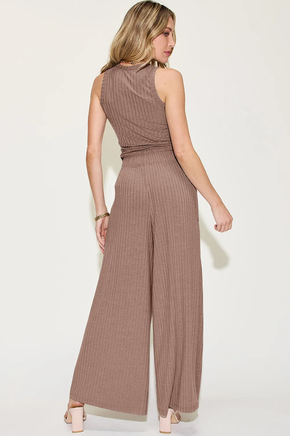 Ribbed Tank and Wide-Leg Pants Set - GT Elegance