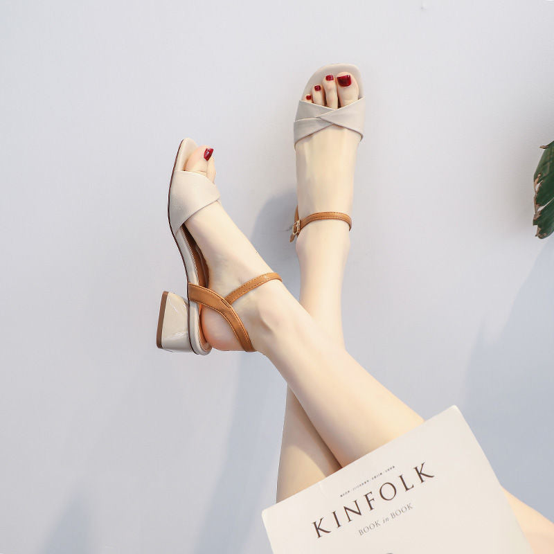 Little Heel Fairy Style Summer Mid-Heel Sandals