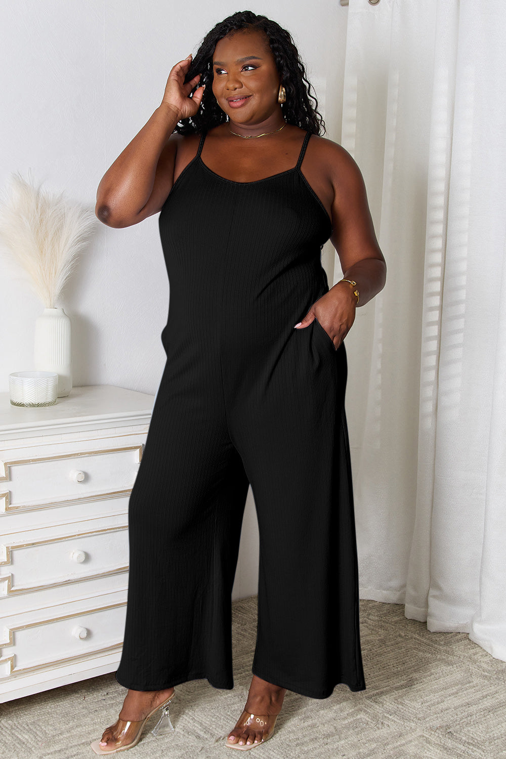 Basic Bae Full Size Spaghetti Strap V-Neck Jumpsuit - GT Elegance