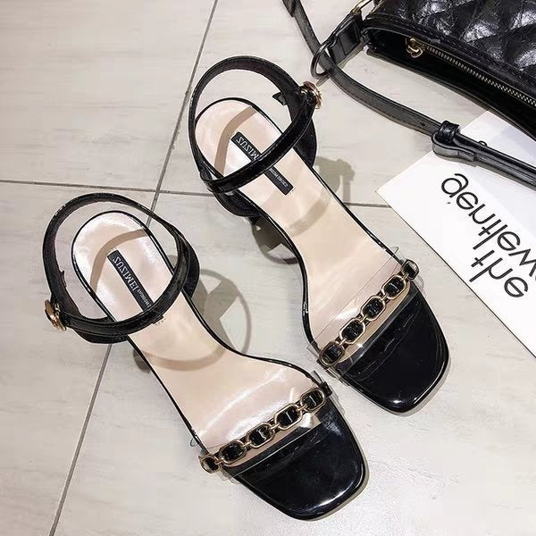 Korean Style Open-Toed Thick Heel Women's Shoes