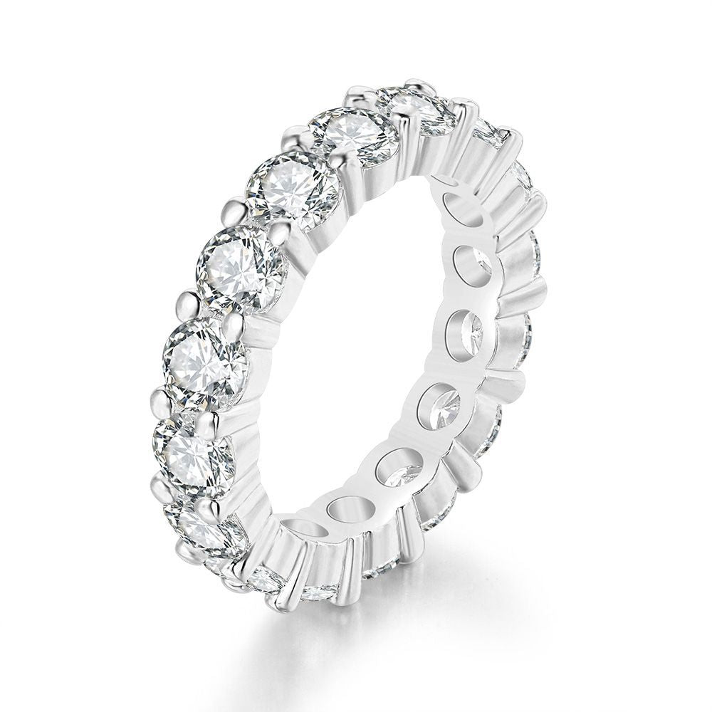 4mm Full Diamond Round Engagement Ring for Women