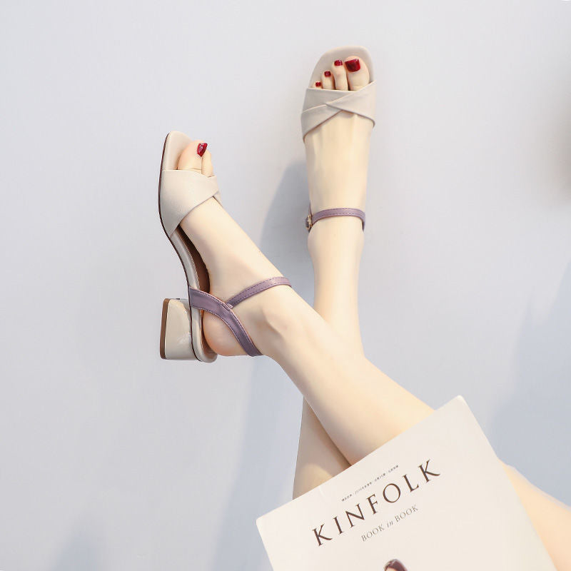 Little Heel Fairy Style Summer Mid-Heel Sandals