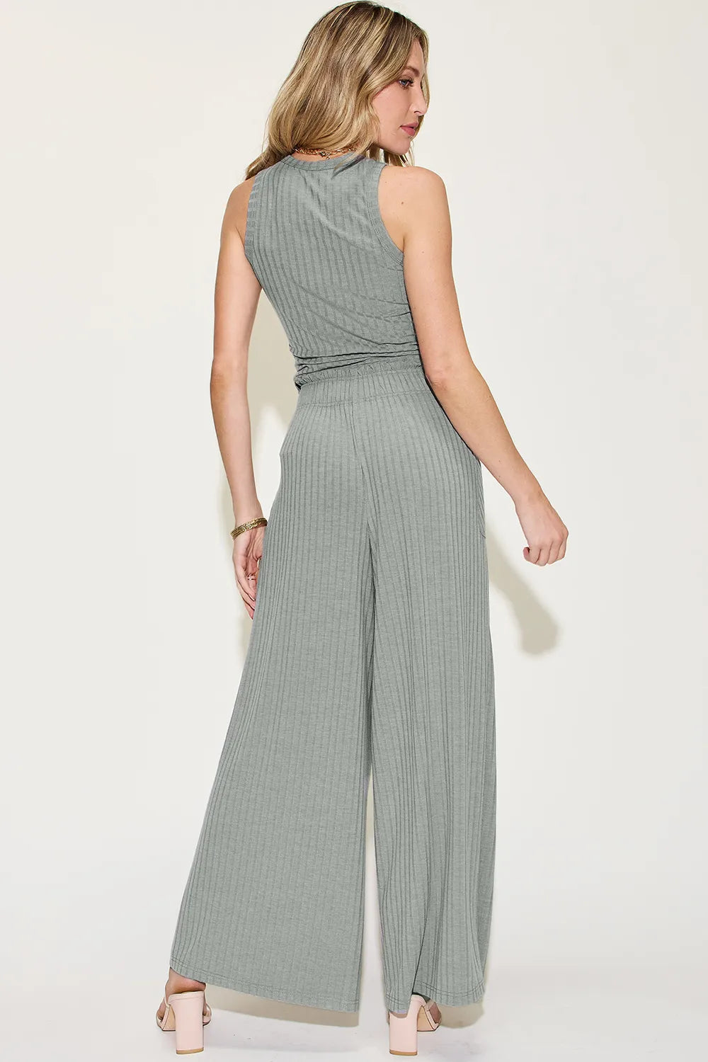 Ribbed Tank and Wide-Leg Pants Set - GT Elegance