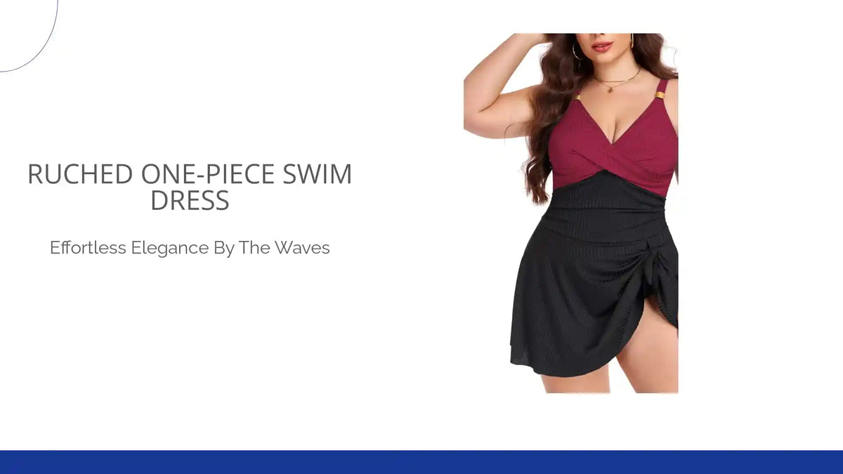 Ruched One-Piece Swim Dress by@Outfy