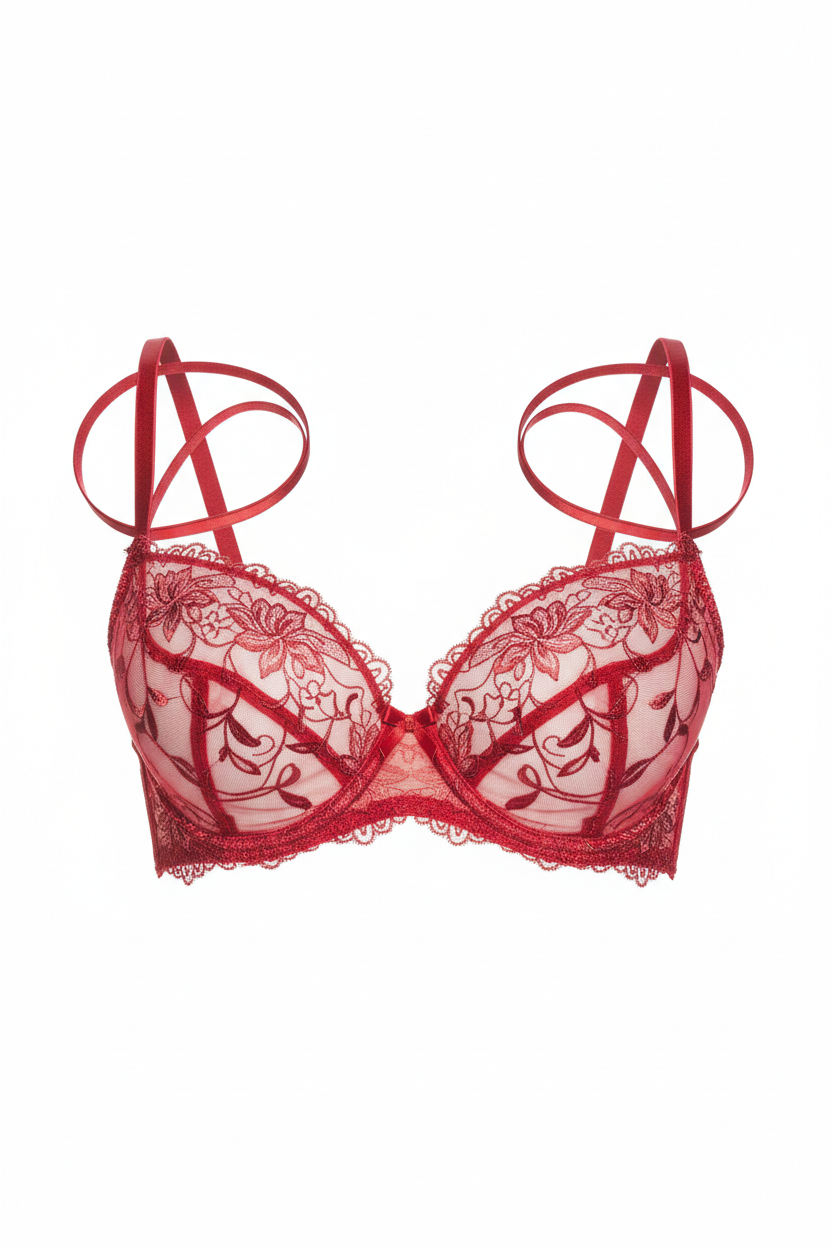 Red Lace Lingerie Bra
